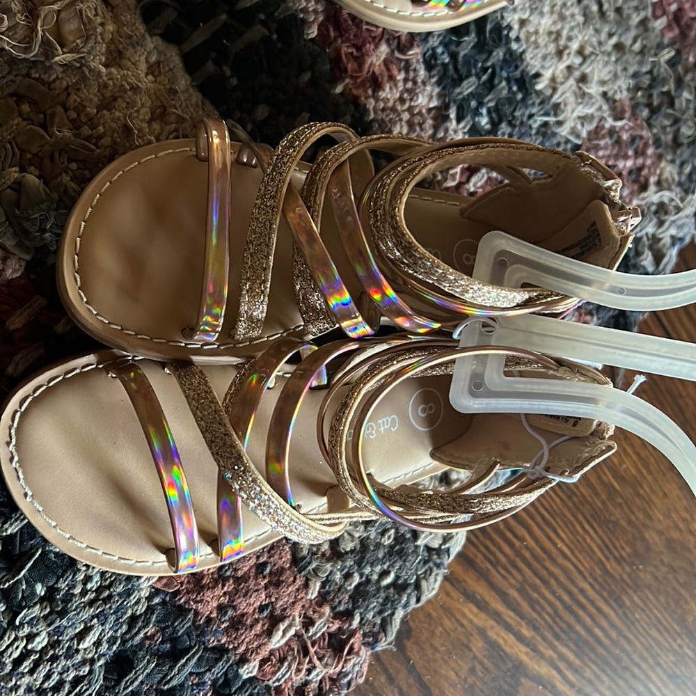 Brand new Cat & Jack rose gold shimmer sandal for little girls size 8
